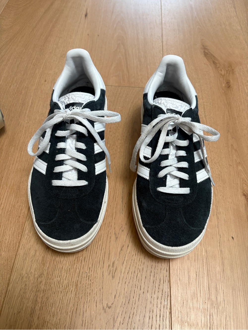 adidas Black Suede Gazelle Sneakers with White Stripes platform